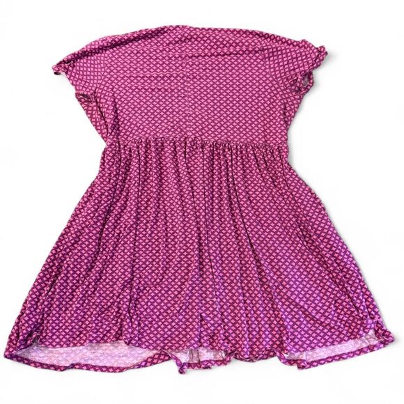 Lane Bryant Pink Purple Quatrefoil V-Neck A-Line Dress 18/20 Plus - Picture 7 of 9